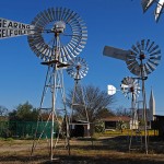 Loeriesfontein wind pump museum with the NG Kerk in the background