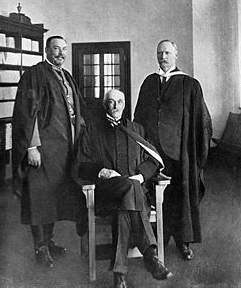 John X Merriman (seated), last Prime Minister of the Cape Colony and member of Parliament for Victoria West together with Generals Louis Botha and Jan Smuts