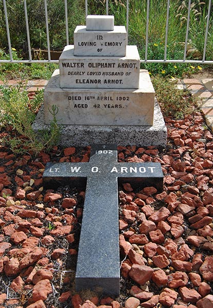 The headstone for Lieutenant Walter Arnot's grave was commissioned by his wife Eleanor Seabrook