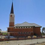 Rietbron NG Kerk with its distinctive springbok weather vane