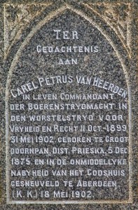 Gravestone of Commandant Carel van Heerden in the Aberdeen Cemetery